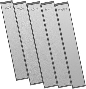5 peças de pedra de amolar de diamante, 150/240/400/600/1500 com base antiderrapante