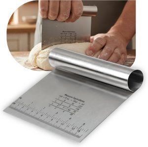 Espátula para Confeitaria Panificação Aço Inox Cortar Raspar Confeitar Temperar Dividir Massa Sovada Chocolate Bolo Com Régua 15 CM Leve e De Fácil Manuseio Antiaderente