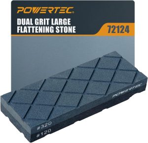 POWERTEC Pedra achatada grande, nivelador de pedra de amolar de grão duplo 120/320, fixador de pedra de amolar com ranhuras de diamante para pedra de amolar, pedra molhada, pedra de água, pedra de