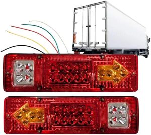 Par Lanterna Traseira LED Para Caminhão Ônibus Carreta Tratores Motorhomes Carretinhas Vermelha 12V/24V FLXLTRED