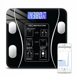 Balança Digital de Bioimpedância Premium com Bluetooth, Display LED, Vidro Temperado, Compatível com App de Saúde iOS e Android, Alta Precisão
